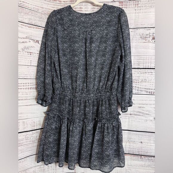 Pinch Dress Womens Size large chiffon tiered ruffle sheer long sleeve mini Smock - Picture 4 of 12